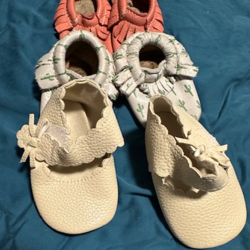 MIni Mocs, Freshly Picked and Mias mocs size 2